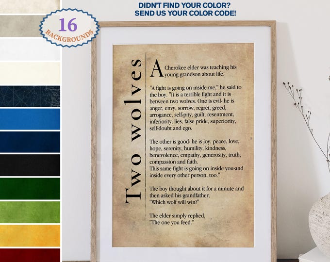 Two Wolves Quote,Custom quote print