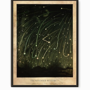 Arte astronómico vintage, impresión artística de meteoritos, ilustraciones espaciales, arte mural de galaxias, póster del cielo, arte mural científico.