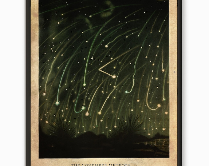 Vintage astronomical art, Meteor art print, Space illustrations Galaxy wall art, sky poster science wall art