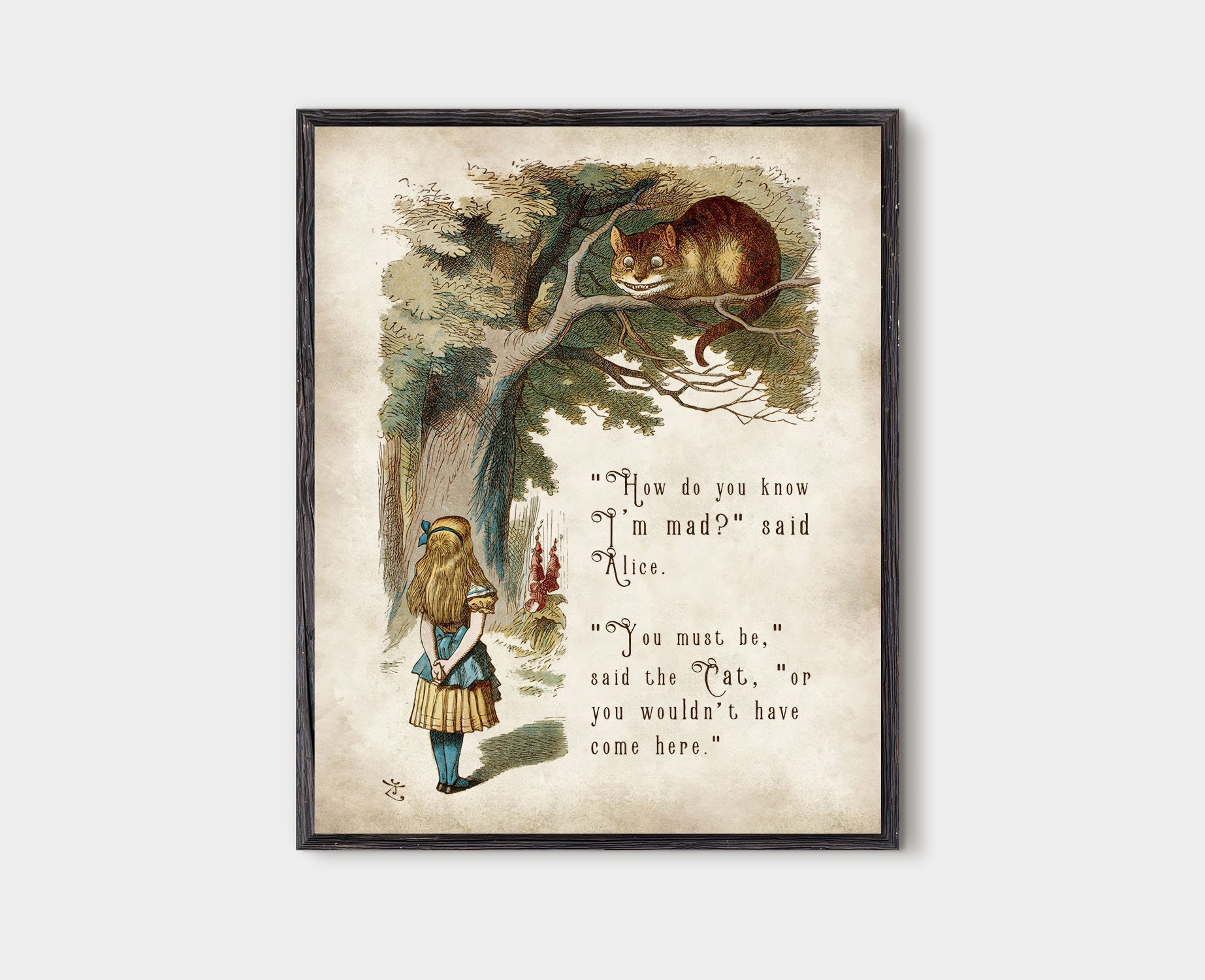 MAD HATTER THEME BAG CHESHIRE CAT TOTE BAG ALICE IN WONDERLAND CAT QUOTE