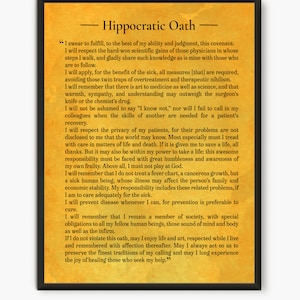 The hippocratic oath, medical gift old gold