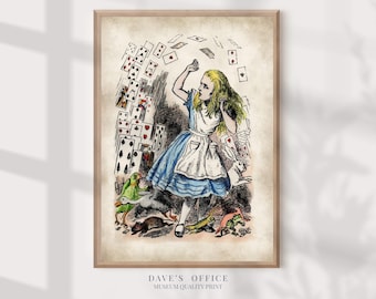 Alice in Wonderland Print: whimsical wall art Playing Card watercolor Illustration