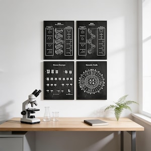 DNA Molecule Art Print Set of 4: Science & Medical Decor