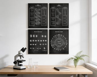 DNA Molecule Art Print Set of 4: Science & Medical Decor