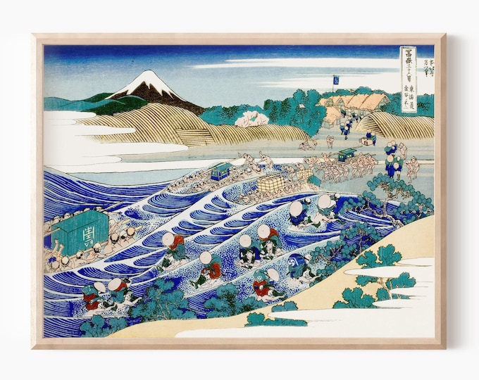Katsushika Hokusai - Fuji from Kanaya on the Tokaido, 1830 Japanese wall art woodblock print, Japanese decor ukiyo-e print