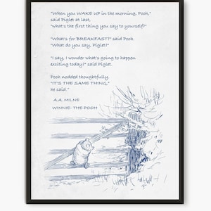 Cita clásica del oso Pooh, ilustración de Winnie the Pooh, decoración infantil de Pooh y Piglet