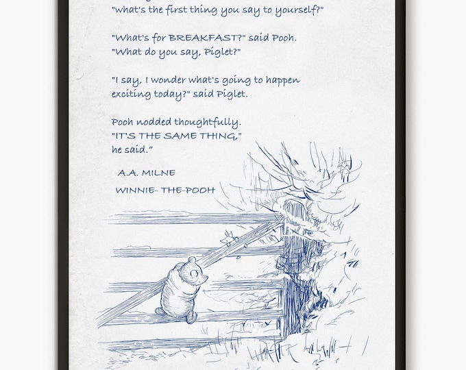 Classic pooh bear quote, Winnie the pooh illustration, pooh and piglet nursery decor