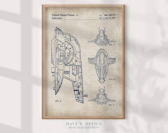 Slave 1 Blueprint, Star Wars Patent Art Print