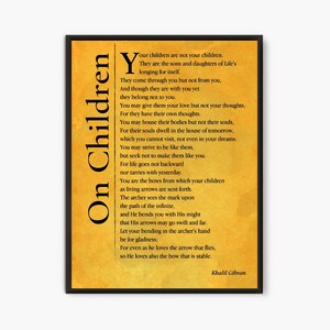 On Children Kahlil Gibran Quote, Inspirational Quotes Typography Print ...