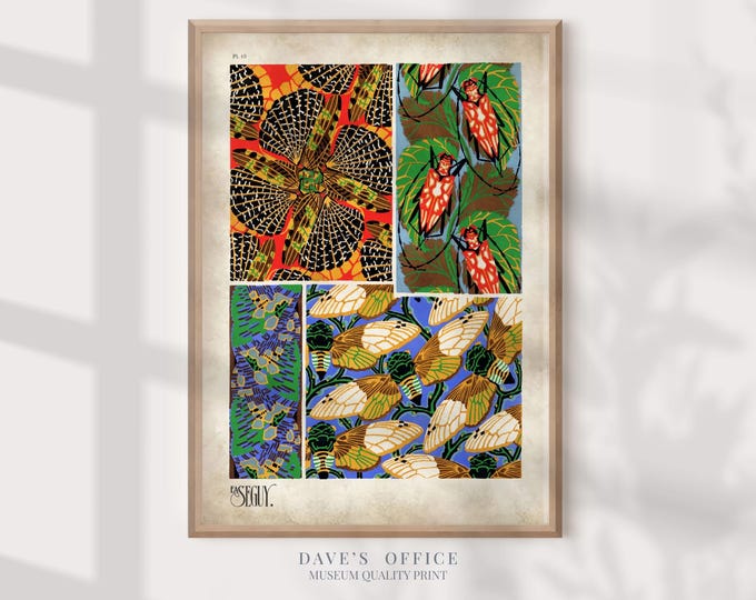 Insect prints Art Nouveau pattern Print: Seguy Botanical Illustration