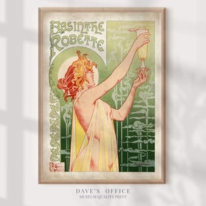 Cartel Art Nouveau de Absinthe Robette: Anuncio de licor vintage impreso