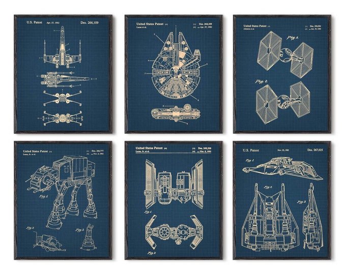 Star wars patent, star wars print, star wars gift, star wars patents, star wars wall decor, star wars fan, star wars blueprint,set of 6 P376
