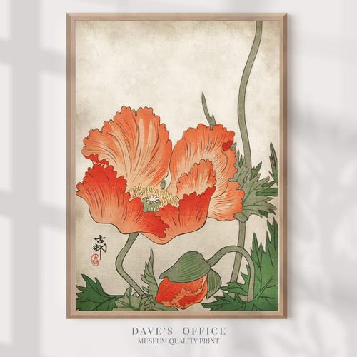 Orange Poppy Print Ukiyo-e: Japanese Botanical Art - Etsy UK