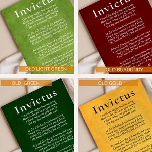 four different colored papers with text printed on them, each representing a different color: green, green, gold, and gold.