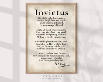 Invictus Poem Stoicism Poster – Literary Decor - Poetry Art William Ernest Henley