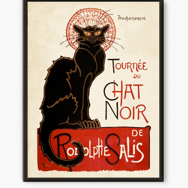 Le chat noir poster, Tournee du chat noir, Vintage print