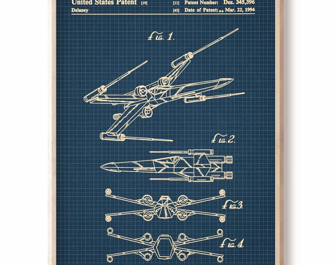 X Wing ,Blueprint,Patent Star Wars, patent Poster, X Wing Print,Star Wars Print,Movie Art,Star Wars P109