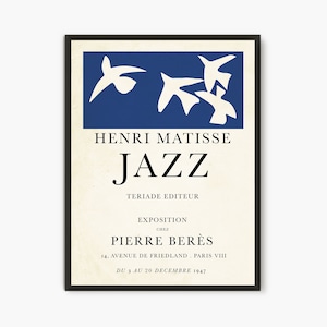 Póster de la exposición de Henri Matisse, Póster de Pájaros Blancos, Impresión del Museo de la Exposición de la Galería de Arte Matisse