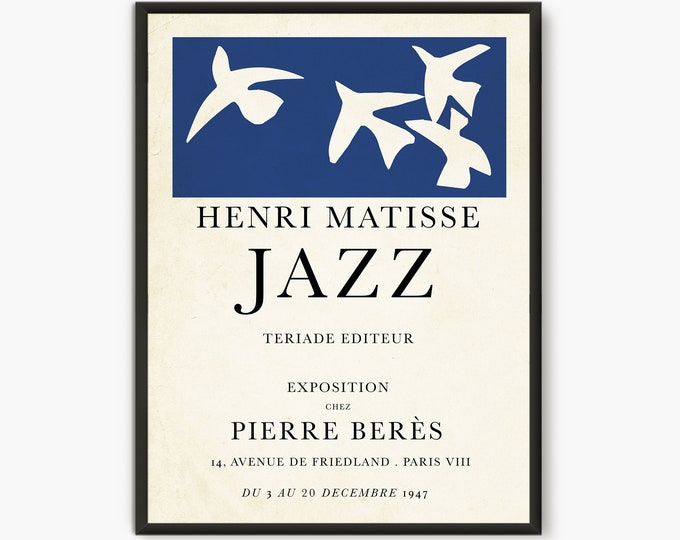 Henri Matisse exhibition poster, White Birds Poster, Matisse Art Gallery Exhibition Museum Print
