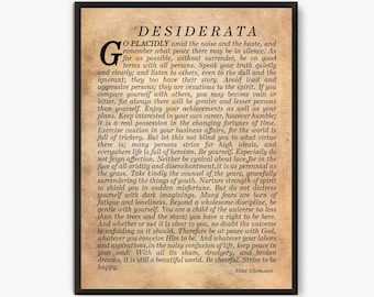 Desiderata Print, Desiderata Poem, Desiderata Poster, Poetry Wall Art, Graduation Gift, Graduation Idea