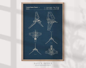 Imperial Shuttle Blueprint: Star Wars Patent Art Print