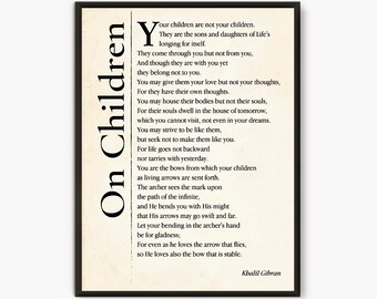 Kahlil Gibran Poem, on Children, Poem About Children, Floral, Gift Idea ...