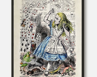 Alice in wonderland playing cards nursery Decor, Wonderland Nursery room wall art, Alice in wonderland Vintage illustration print
