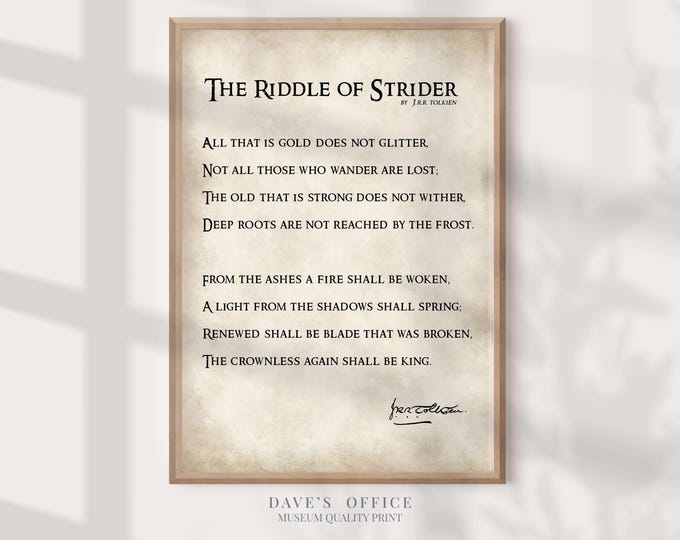 Tolkien Quote Print: "All That Is Gold Does Not Glitter"