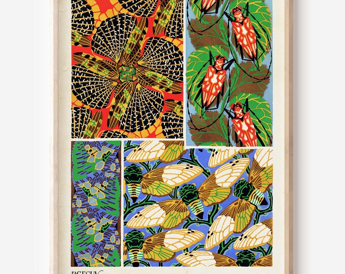 Vintage botanical prints -Art Nouveau wall art - Butterfly art Print - Seguy Mid-1920s Insect Illustration - Vintage Botanical prints Poster