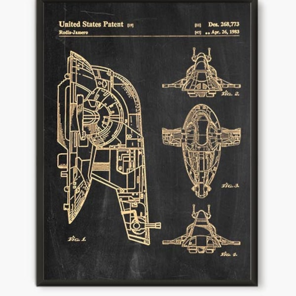 Slave 1, Blueprint,Patent Star Wars, patent Poster,Slave 1 Print,Star Wars Print,Movie Art,Star Wars P370