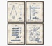 Architectural prints Set of 4 prints Architectural drawings, Ruler Compass Pencil holder Gift for architect Architect scale #P108 