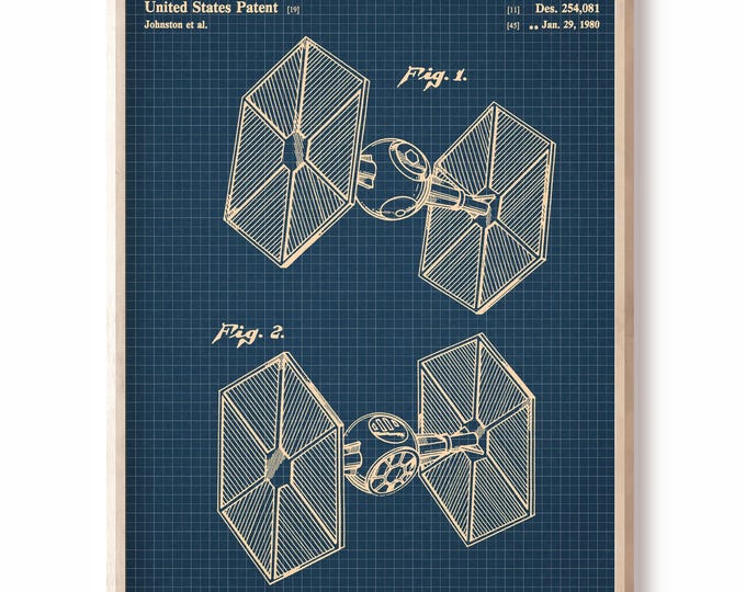Tie Fighter,Blueprint,Patent Star Wars, patent Poster, tie fighter Print,Star Wars Print,Movie Art,Star Wars P101