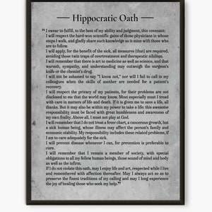 The hippocratic oath, medical gift old light grey