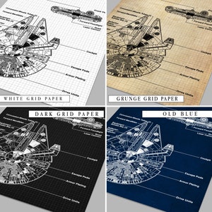 Star Wars Patent Prints Set Of 3,Movie Print, Millennium Falcon,Death Star,X-Wing, Chalkboard,Blueprint,Wall art,Space poster P231 image 4