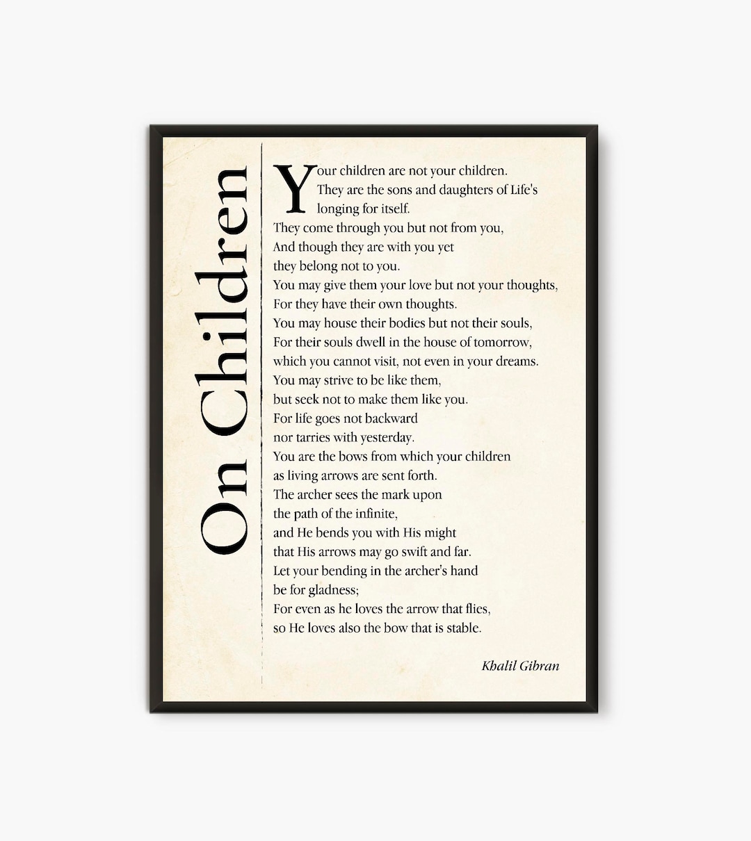 On Children Kahlil Gibran Quote, Inspirational Quotes Typography Print ...