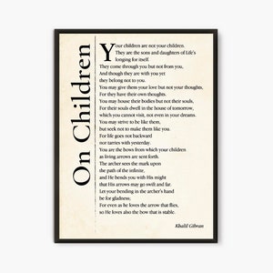 Über Kinder Kahlil Gibran Zitat, inspirierende Zitate Typografie Druck, benutzerdefinierte Zitat Druck