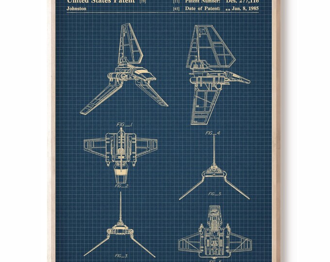 Tie Bomber,Blueprint,Patent Star Wars,Poster,Millennium Falcon Print,Star Wars Print,Millennium Falcon Art,Star Wars 93