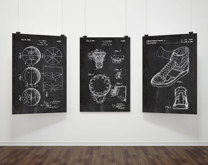 Basketball art, Set of 3 Patent prints ,basketball print,Art Print,patent poster,sports wall art,vintage sports decor,basketball gift #P317