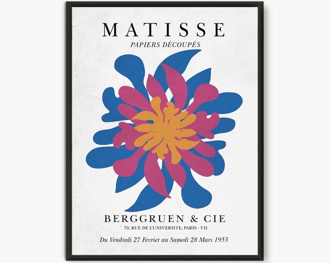Matisse Cutout Poster, Henri Matisse cut out Print, Matisse Exhibition Poster Papiers Découpés Berggruen & Cie