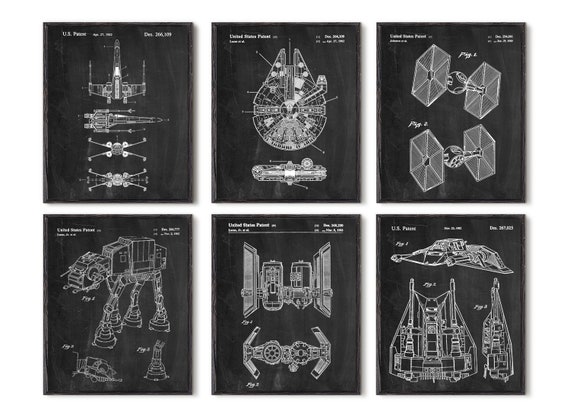 Chancertons Star Vessel Patent Art Prints - Vintage Star Wars Art - Star  Wars Gifts for Men - Star Wars Art - Star Wars Decor for Adult Nerd Geek