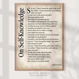 On Self Knowledge Print: Kahlil Gibran Quote Art (Custom Options)