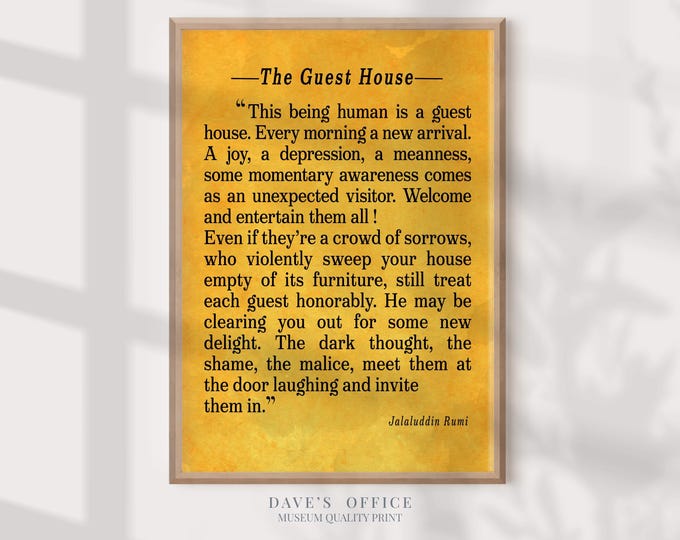 The Guest House Poem, Rumi Quote,Custom quote print