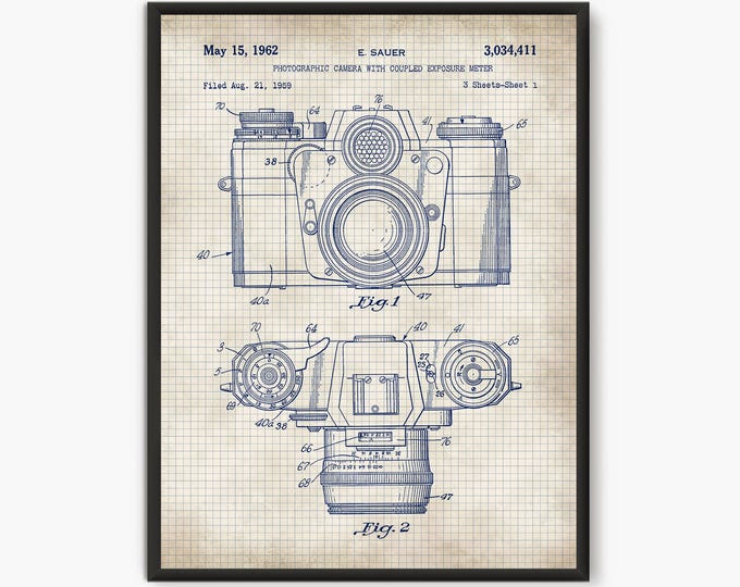 Vintage Camera Patent Art Print: Retro Photographer Gift