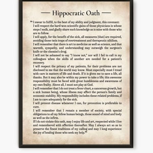 The hippocratic oath, medical gift light parchment