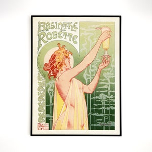 Absinthe Robette Fountain art nouveau poster, Absinthe Alcohol advert Vintage poster, Vintage 1896 Liqueur Poster Print