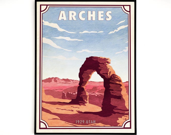 Arches National Park, Arches National Park Art, National Park Poster, Poster Utah