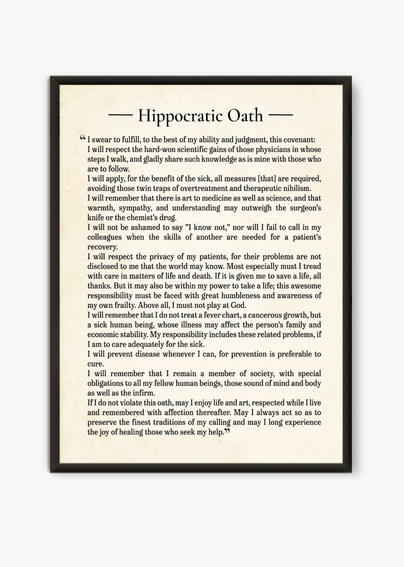 The hippocratic oath, medical gift Ivory