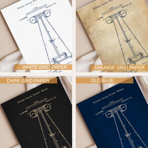 Juego de láminas de patentes de Nikola Tesla, arte de planos antiguos (juego de 6) imagen 4