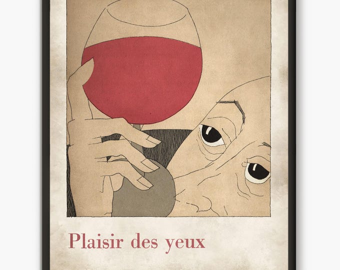 French Wine vintage poster, Bistro Decor Vintage French Print, Wine illustration Restaurant decor, Wine lover gift, Paris wall art