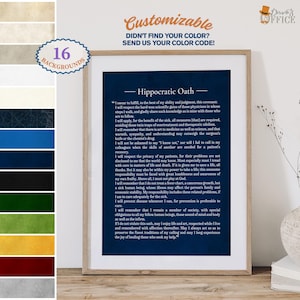 The hippocratic oath, medical gift  , framed print, canvas frame
